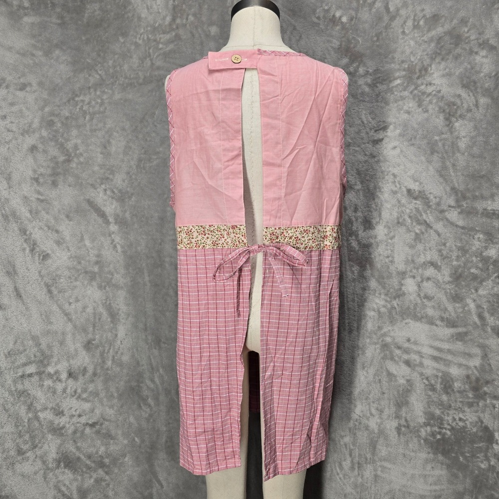 KC Trading Co Apron Women One Size Pink Gingham Embroidered Beautiful Day Kawaii - Picture 3 of 16